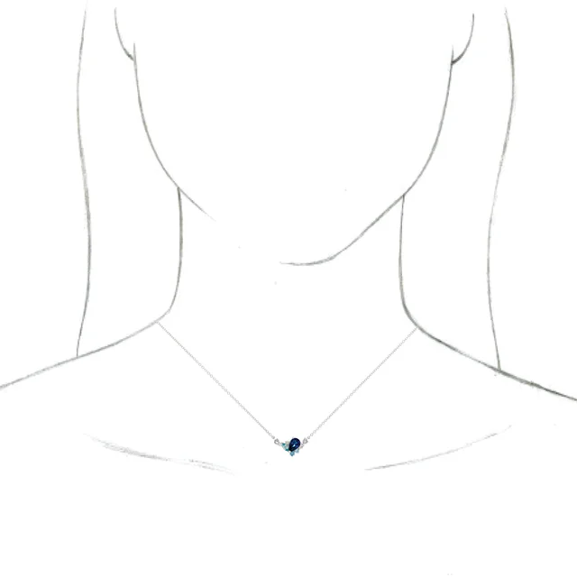 14K White Multi-Gemstone & .06 CTW Diamond 16" Necklace-