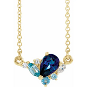 14K Yellow Multi-Gemstone & .06 CTW Diamond 18" Necklace-