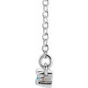14K White Blue Zircon & 1/5 CTW Diamond 16" Necklace-