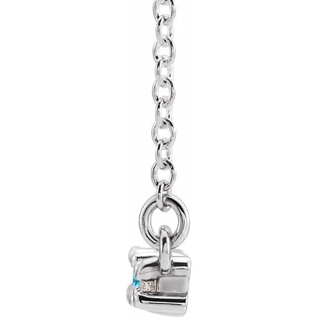 14K White Blue Zircon & 1/5 CTW Diamond 16" Necklace-