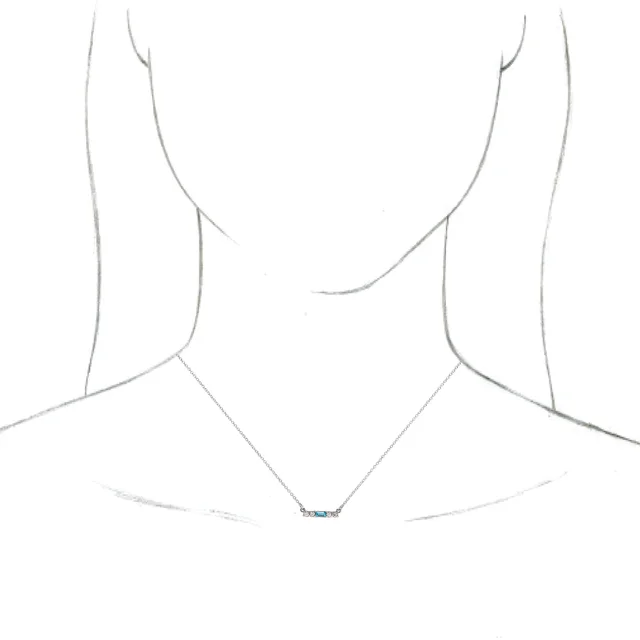 14K White Blue Zircon & 1/5 CTW Diamond 16" Necklace-