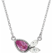 14K White Pink Sapphire & 1/6 CTW Diamond 16" Necklace-