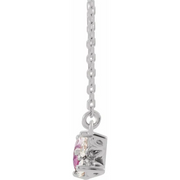 14K White Pink Sapphire & 1/6 CTW Diamond 16" Necklace-