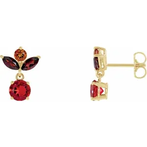 14K Yellow Multi-Gemstone Earrings-