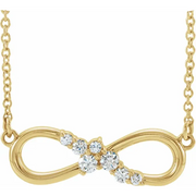 14K Yellow 1/8 CTW Diamond Infinity-Inspired Bar 16" Necklace-