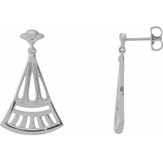 14K White Vintage-Inspired Dangle Earrings-