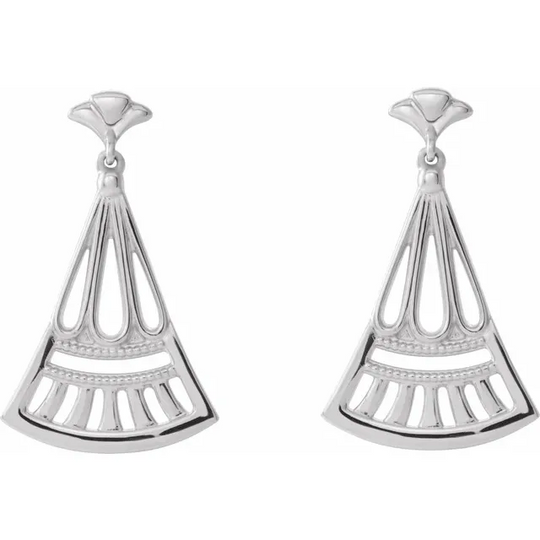 14K White Vintage-Inspired Dangle Earrings
