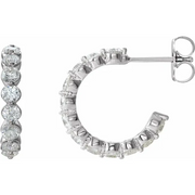 14K White 1 3/8 CTW Diamond 16.5 mm Hoop Earrings-