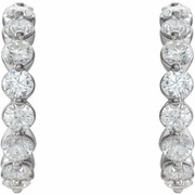14K White 1 3/8 CTW Diamond 16.5 mm Hoop Earrings-