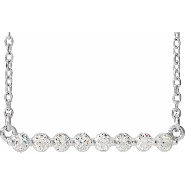 14K White 1/4 CTW Diamond Bar 18" Necklace-