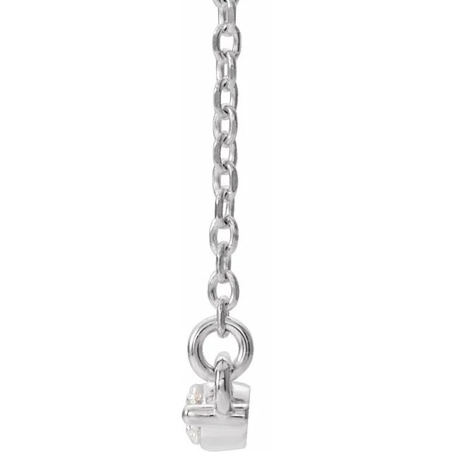 14K White 1/4 CTW Diamond Bar 18" Necklace-