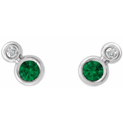 14K White Emerald & .03 CTW Diamond Earrings-