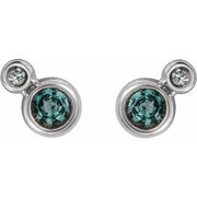 14K White Lab-Grown Alexandrite & .06 CTW Diamond Earrings-