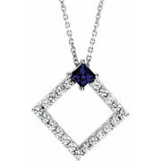14K White Sapphire & 3/8 CTW Diamond 16-18" Necklace-