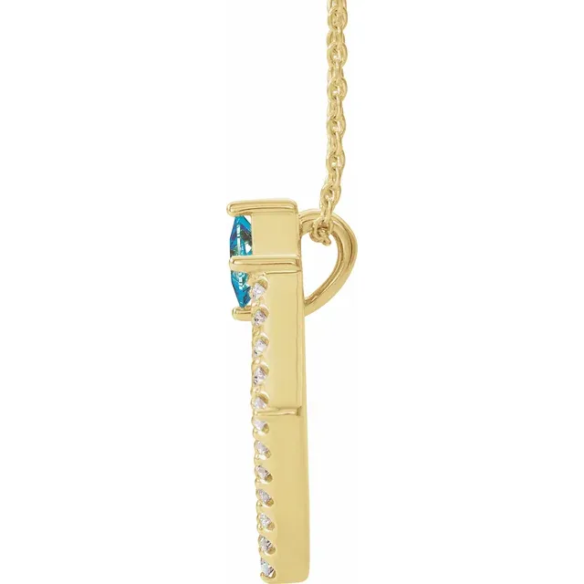 14K White Sapphire & 3/8 CTW Diamond 16-18" Necklace-