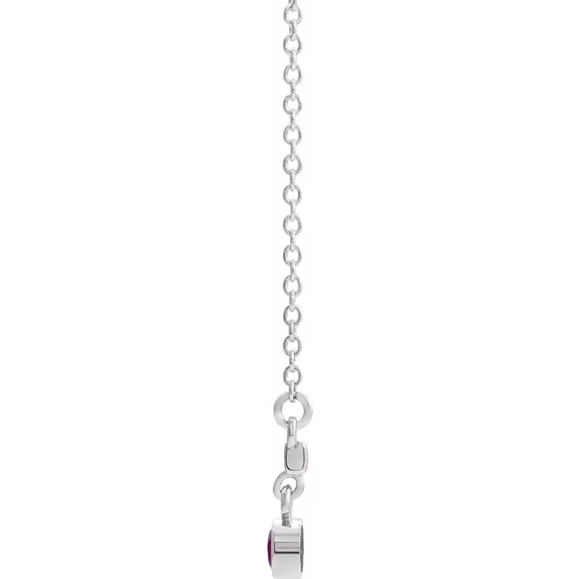 14K White Alexandrite Bezel-Set 16" Bar Necklace-