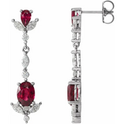 Platinum Ruby & 3/4 CTW Diamond Dangle Earrings-