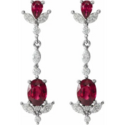 Platinum Ruby & 3/4 CTW Diamond Dangle Earrings-