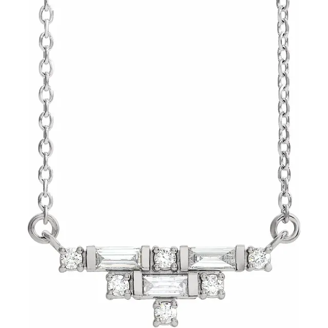 14K White 1/4 CTW Diamond Art Deco 18" Necklace-