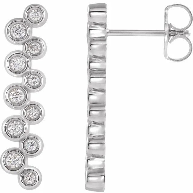 14K White 1/3 CTW Diamond Bezel-Set Bar Earrings-