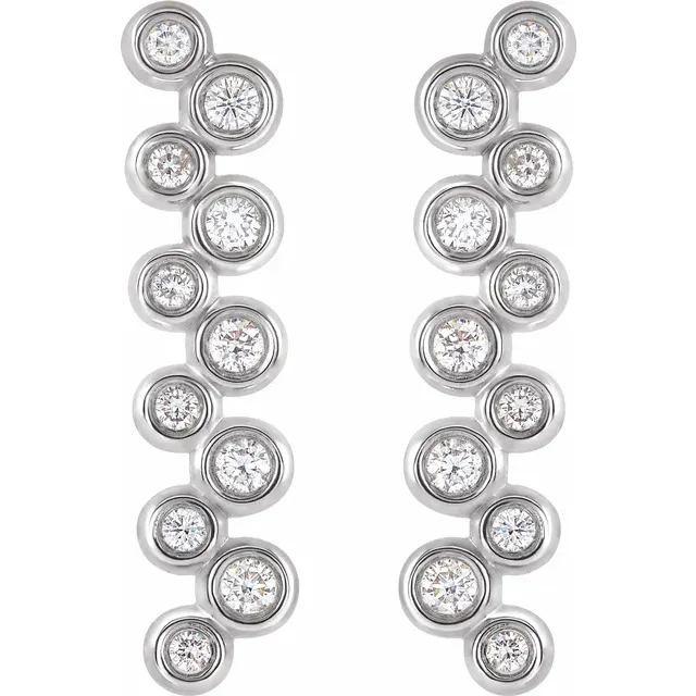 14K White 1/3 CTW Diamond Bezel-Set Bar Earrings-