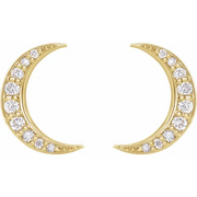 14K Yellow 1/10 CTW Diamond Crescent Moon Earrings-