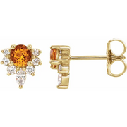 14K Yellow Citrine & 1/6 CTW Diamond Earrings-