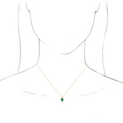 14K Yellow Emerald & 1/6 CTW Diamond 16-18" Necklace-