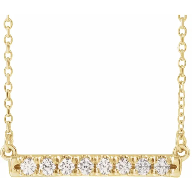 14K Yellow 1/4 CTW Lab-Grown Diamond French-Set Bar 16-18" Necklace-