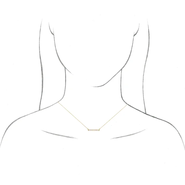 14K Yellow 1/4 CTW Lab-Grown Diamond French-Set Bar 16-18" Necklace-