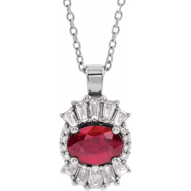 14K White Ruby & 1/3 CTW Diamond 16-18" Necklace-