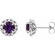 14K White Amethyst & 1/3 CTW Diamond Earrings-