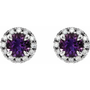 14K White Amethyst & 1/3 CTW Diamond Earrings-