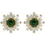 14K Yellow Green Tourmaline & 3/4 CTW Diamond Earrings-