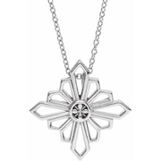 14K White Vintage-Inspired Geometric 16-18" Necklace-