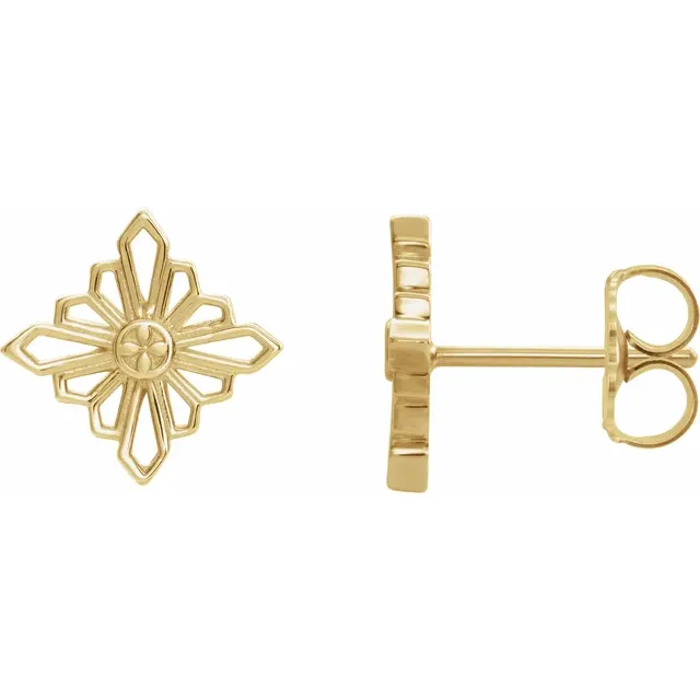 14K Yellow Geometric Earrings with Backs-