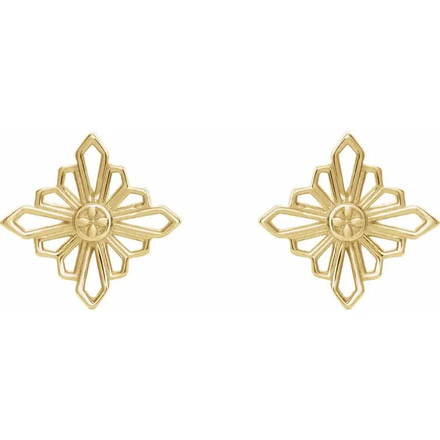 14K Yellow Geometric Earrings with Backs-