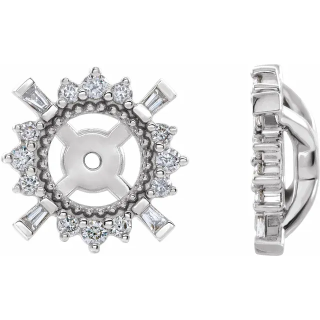 14K White 1/6 CTW Diamond Earrings Jackets with 4.9 mm ID-