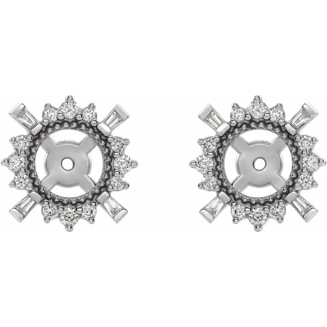 14K White 1/6 CTW Diamond Earrings Jackets with 4.9 mm ID-