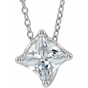 Platinum 1/2 CT Diamond Solitaire 16-18" Necklace-