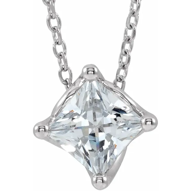 Platinum 1/2 CT Diamond Solitaire 16-18" Necklace-