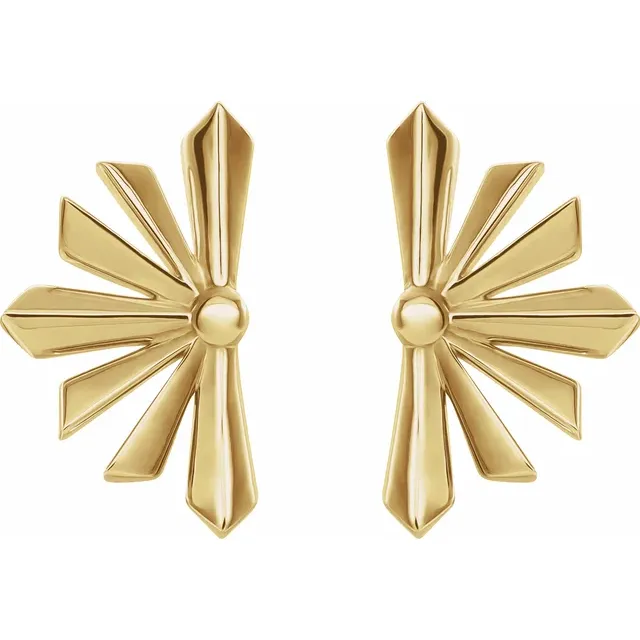 14K Yellow Starburst Earrings-