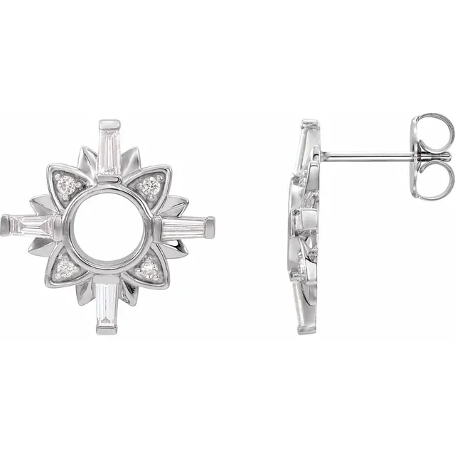 14K White 1/2 CTW Diamond Starburst Earrings-