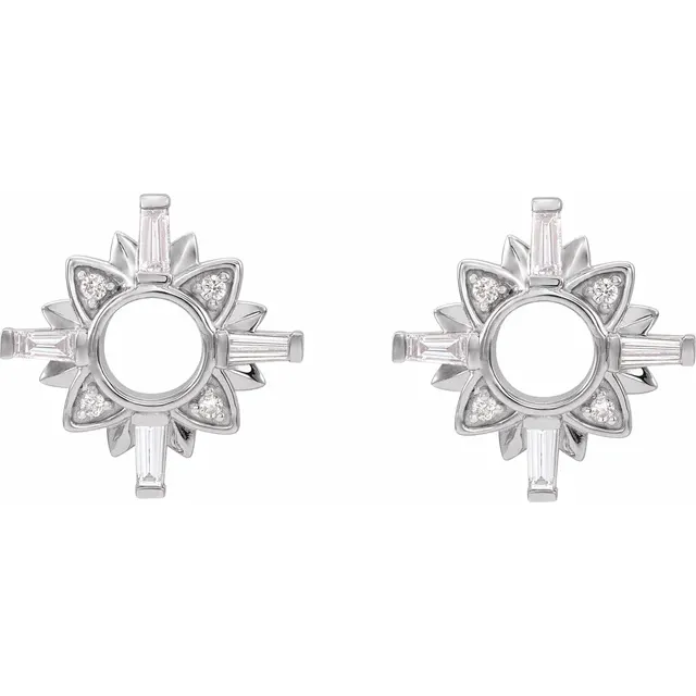 14K White 1/2 CTW Diamond Starburst Earrings-