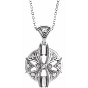 14K White 1/4 CTW Diamond Vintage-Inspired 16-18" Necklace-