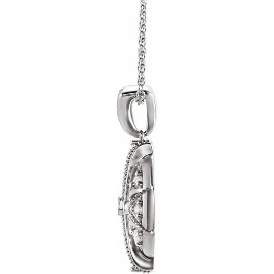 14K White 1/4 CTW Diamond Vintage-Inspired 16-18" Necklace