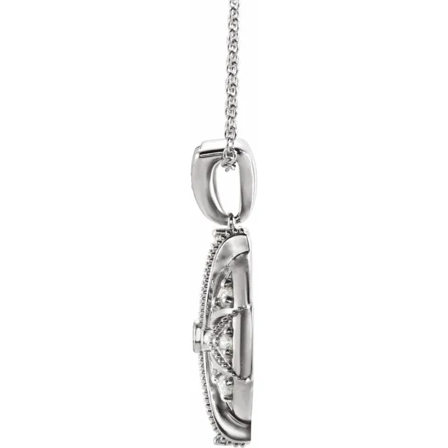 14K White 1/4 CTW Diamond Vintage-Inspired 16-18" Necklace-
