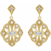 14K Yellow 3/8 CTW Diamond Vintage-Inspired Earrings-