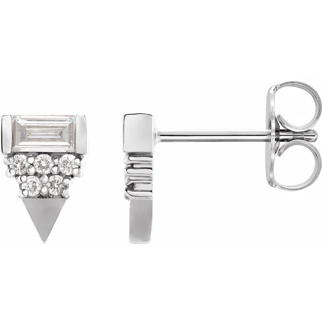 14K White 1/4 CTW Diamond Geometric Earrings-