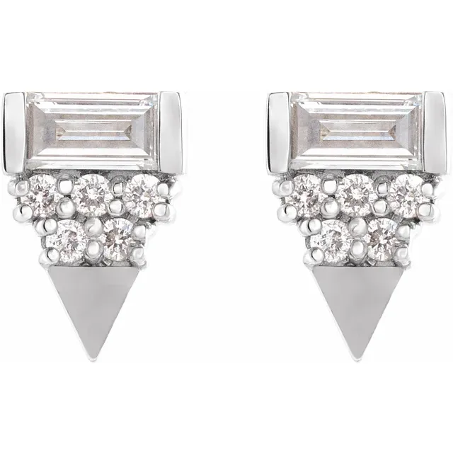 14K White 1/4 CTW Diamond Geometric Earrings-
